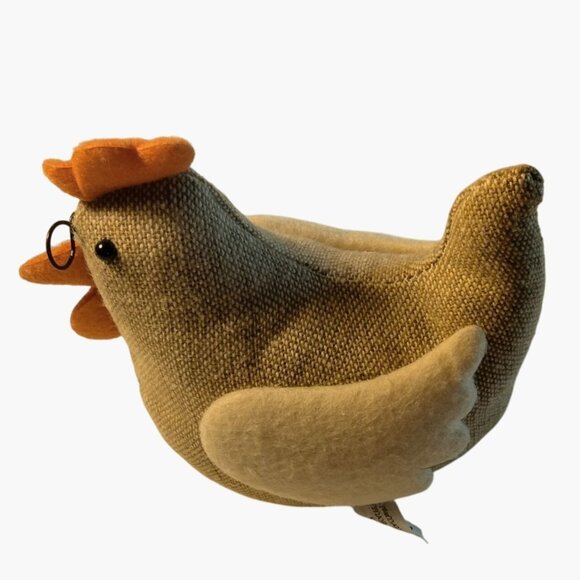 Burlap Rooster Fabric Figurals Chicken Weighted Wobble Self Righting - Picture 1 of 6